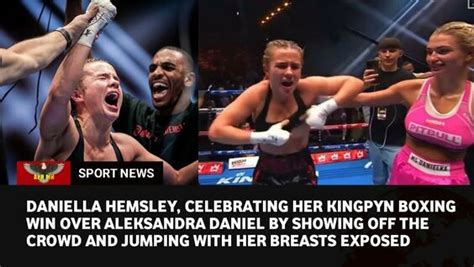 daniella hemsley uncensored|OnlyFans star Daniella Hemsley flashes crowd celebrating boxing。